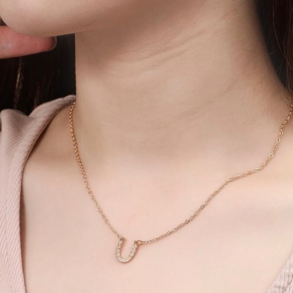 Gold Good Luck Horseshoe Pendant Necklace